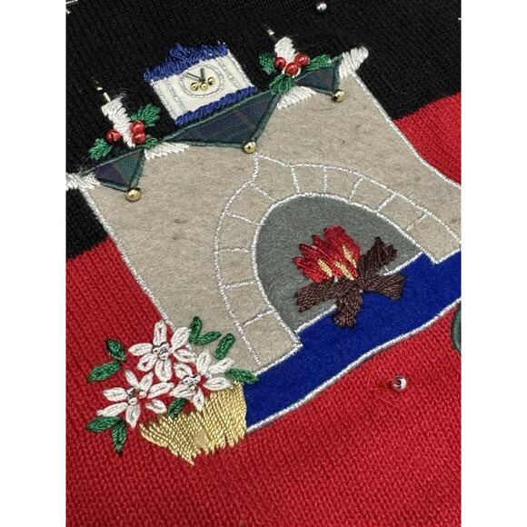 Vintage Nutcracker Black XL Embroidered Embellished Christmas Theme Sweater - Picture 7 of 12